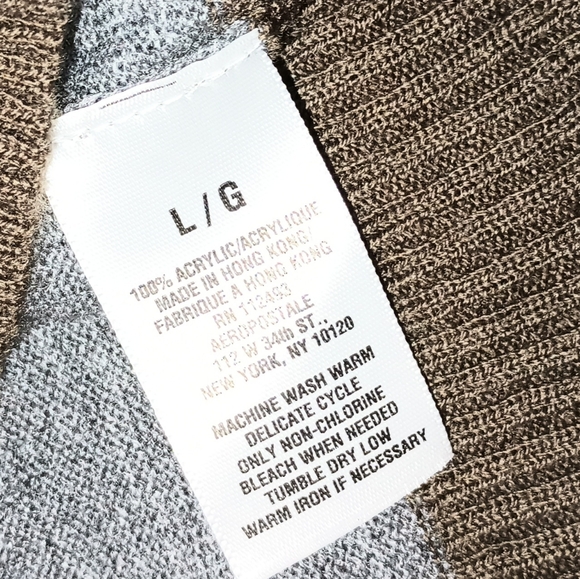 Men's Aeropostale Brown and Gray Striped Hoodie Sweater L - Picture 8 of 9